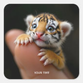 Fantasy Niedlich Baby Tiger Finger Quadratischer Aufkleber (Vorderseite)