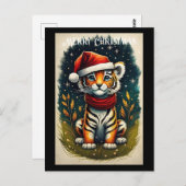 Fantasy Niedlich Baby Tiger Weihnachten Postkarte (Vorne/Hinten)