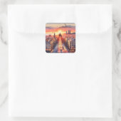 Fantasy Niedlich Barcelona Sunset View Quadratischer Aufkleber (Tasche)