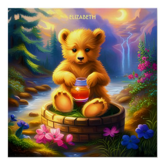 Fantasy Niedlich Bear Honey Pot Poster (Vorderseite)