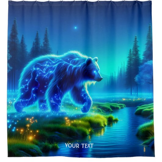 Fantasy Niedlich Bear River Meadow Duschvorhang (Vorderseite)