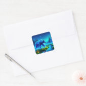 Fantasy Niedlich Bear River Meadow Quadratischer Aufkleber (Umschlag)