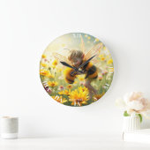 Fantasy Niedlich Bee Blume Kiss Große Wanduhr (Zuhause)