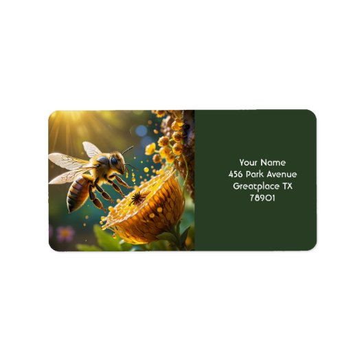Fantasy Niedlich Bee Blume Sun Adressaufkleber (Vorne)