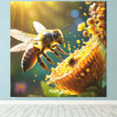 Fantasy Niedlich Bee Blume Sun Leinwanddruck (Insitu (Holzboden))