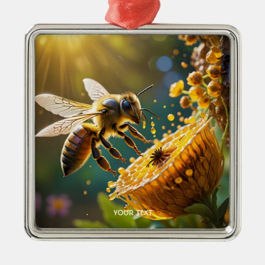 Fantasy Niedlich Bee Blume Sun Ornament Aus Metall (Vorne)