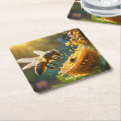 Fantasy Niedlich Bee Blume Sun Rechteckiger Pappuntersetzer (angewinkelt)