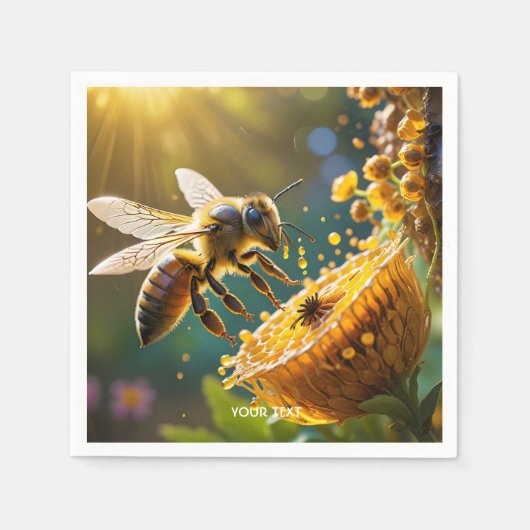 Fantasy Niedlich Bee Blume Sun Serviette (Vorderseite)