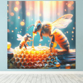 Fantasy Niedlich Bees Momma Baby Leinwanddruck (Insitu (Holzboden))