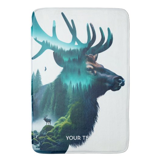 Fantasy Niedlich Big Elk Landschaft Badematte (Vorderseite Vertikal)