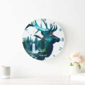 Fantasy Niedlich Big Elk Landschaft Große Wanduhr (Zuhause)