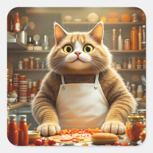 Fantasy Niedlich Big Eyes Cat Quadratischer Aufkleber (Vorderseite)