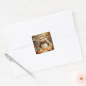 Fantasy Niedlich Big Eyes Cat Quadratischer Aufkleber (Umschlag)
