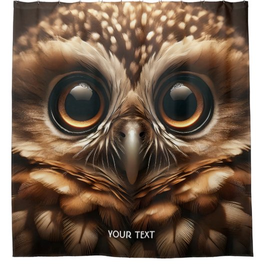 Fantasy Niedlich Big Eyes Owl Duschvorhang (Vorderseite)