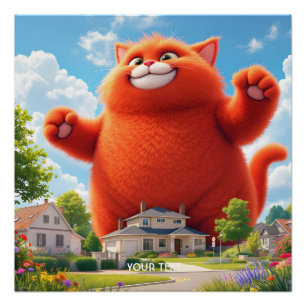 Fantasy Niedlich Big Orange Cat Poster