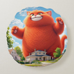 Fantasy Niedlich Big Orange Cat Rundes Kissen