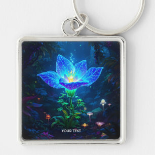 Fantasy Niedlich Biolumineszenz Blaue Blume Schlüsselanhänger