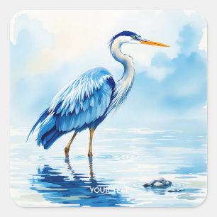 Fantasy Niedlich Bird Blue Wcolor Quadratischer Aufkleber
