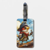 Fantasy Niedlich Bird Captain Pirate Gepäckanhänger (Rückseite vertikal)