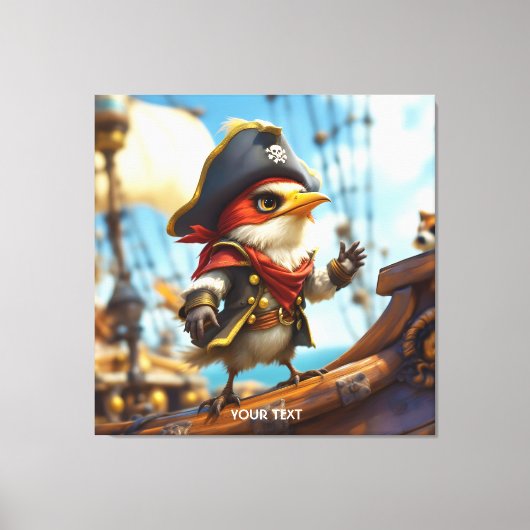 Fantasy Niedlich Bird Captain Pirate Leinwanddruck (Vorderseite)