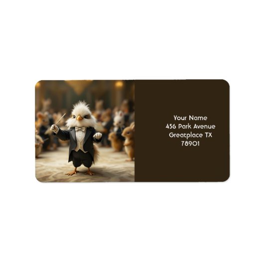Fantasy Niedlich Bird Conduct Orchestra Adressaufkleber (Vorne)