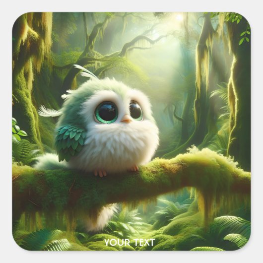 Fantasy Niedlich Bird like Creative Quadratischer Aufkleber (Vorderseite)