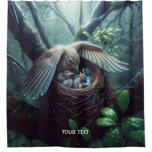 Fantasy Niedlich Bird Nest Rain Duschvorhang (Vorderseite)