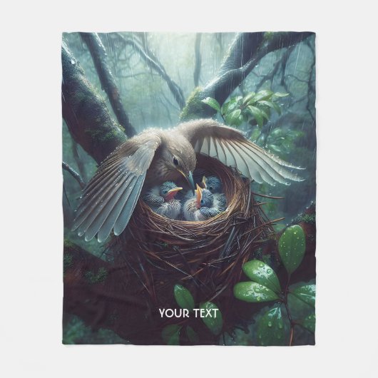 Fantasy Niedlich Bird Nest Rain Fleecedecke (Vorderseite)