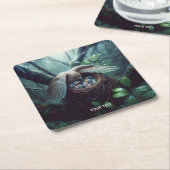 Fantasy Niedlich Bird Nest Rain Rechteckiger Pappuntersetzer (angewinkelt)