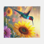Fantasy Niedlich Bird Sunflower Blume Fleecedecke (Vorderseite (Horizontal))