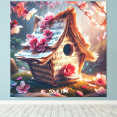 Fantasy Niedlich Birdhouse Notes Sakura Leinwanddruck (Insitu (Holzboden))