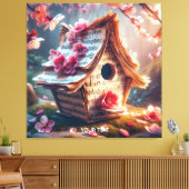 Fantasy Niedlich Birdhouse Notes Sakura Leinwanddruck (Insitu (Wohnzimmer))