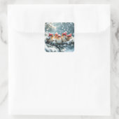 Fantasy Niedlich Birds Hat Snow Quadratischer Aufkleber (Tasche)