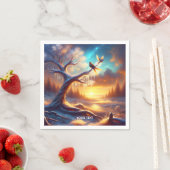 Fantasy Niedlich Birds Sunset Tree Serviette (Beispiel)
