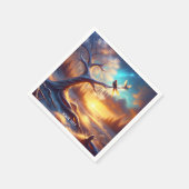 Fantasy Niedlich Birds Sunset Tree Serviette (Ecke)