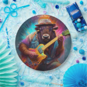 Fantasy Niedlich Bison Playing Guitar Pappteller (Party)