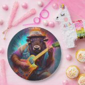 Fantasy Niedlich Bison Playing Guitar Pappteller (Party)