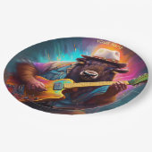 Fantasy Niedlich Bison Playing Guitar Pappteller (Schrägansicht)