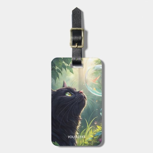 Fantasy Niedlich Black Cat Forest Gepäckanhänger (Vorderseite vertikal)