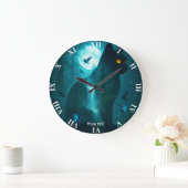 Fantasy Niedlich Black Surreal Cat Große Wanduhr (Zuhause)