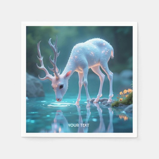 Fantasy Niedlich Blue Baby Deer Serviette (Vorderseite)