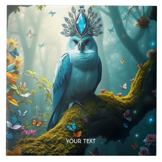 Fantasy Niedlich Blue Bird Forest Fliese (Vorderseite)