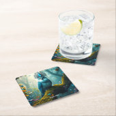 Fantasy Niedlich Blue Bird Forest Rechteckiger Pappuntersetzer (Vor Ort)