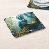 Fantasy Niedlich Blue Bird Forest Rechteckiger Pappuntersetzer (angewinkelt)