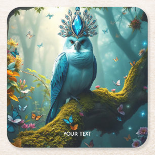 Fantasy Niedlich Blue Bird Forest Rechteckiger Pappuntersetzer