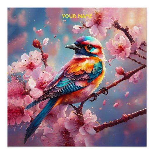 Fantasy Niedlich Blue Bird Sakura Poster (Vorderseite)