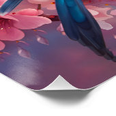 Fantasy Niedlich Blue Bird Sakura Poster (Ecke)