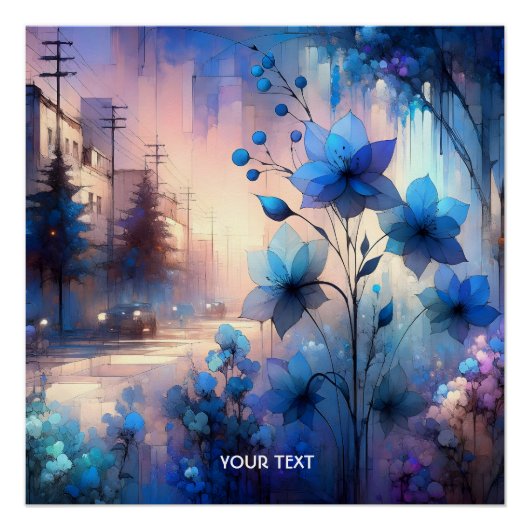 Fantasy Niedlich Blue Bllower City Poster (Vorderseite)