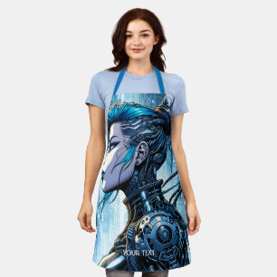 Fantasy Niedlich Blue Cyborg Girl Schürze