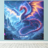 Fantasy Niedlich Blue Dragon City Leinwanddruck (Insitu (Holzboden))